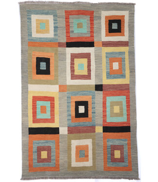 Kelimshop 184x121 cm Handgewebter Moderner Woll-Kelim-Teppich Kelimshop 184x121 cm Handgewebter Moderner Woll-Kelim-Teppich