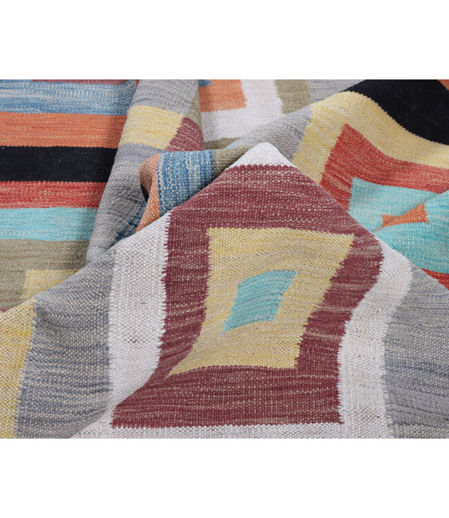 184x121 cm Handgewebter Moderner  Woll-Kelim-Teppich