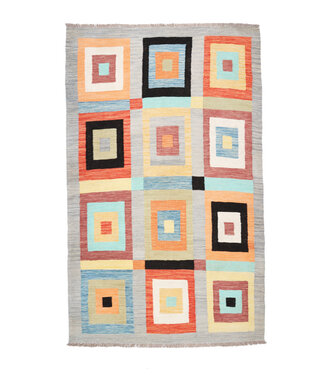 Kelimshop 182x122 cm Handgewebter Moderner Woll-Kelim-Teppich Kelimshop 182x122 cm Handgewebter Moderner Woll-Kelim-Teppich