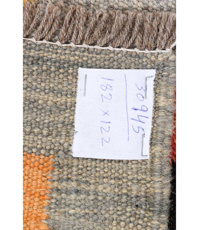 182x122 cm Handwoven Modern Red Wool Kilim Rug