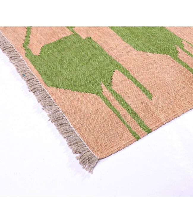 173x120 cm Handwoven Modern Red Wool Kilim Rug