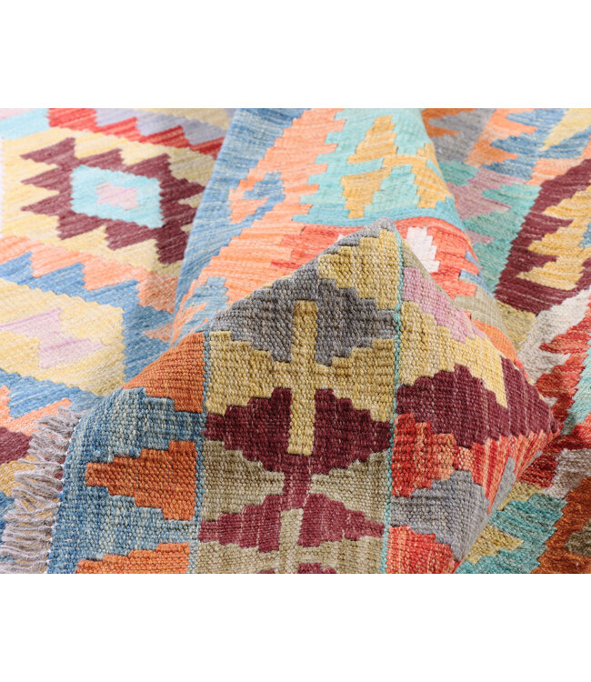242x197 cm Handwoven Traditional Kelim Area Rug Wool Carpet