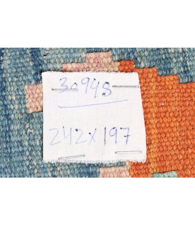 242x197 cm Handwoven Traditional Kelim Area Rug Wool Carpet