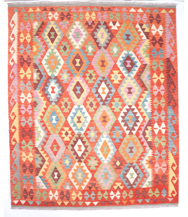 239x198 cm Handwoven Traditional Kelim Area Rug Wool Carpet