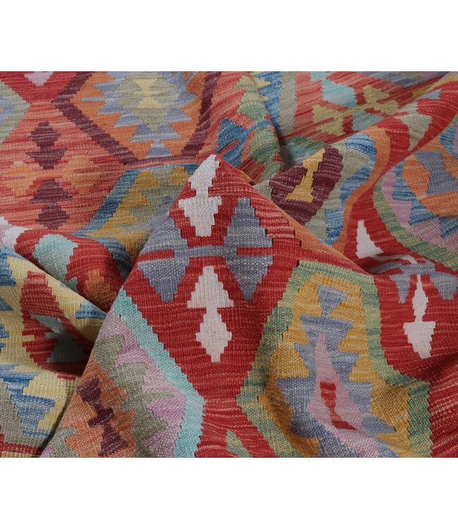 244x200 cm Handgeweven Traditionele Kelim Vloerkleed Wol Tapijt