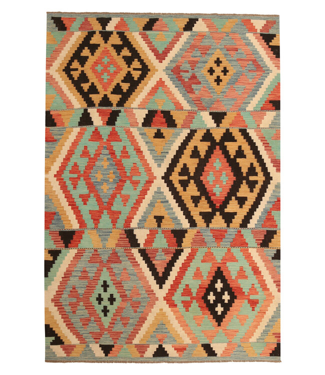 305x204cm Handwoven Traditional Kelim Area Rug Wool Carpet