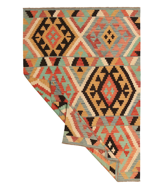 305x204cm Handwoven Traditional Kelim Area Rug Wool Carpet