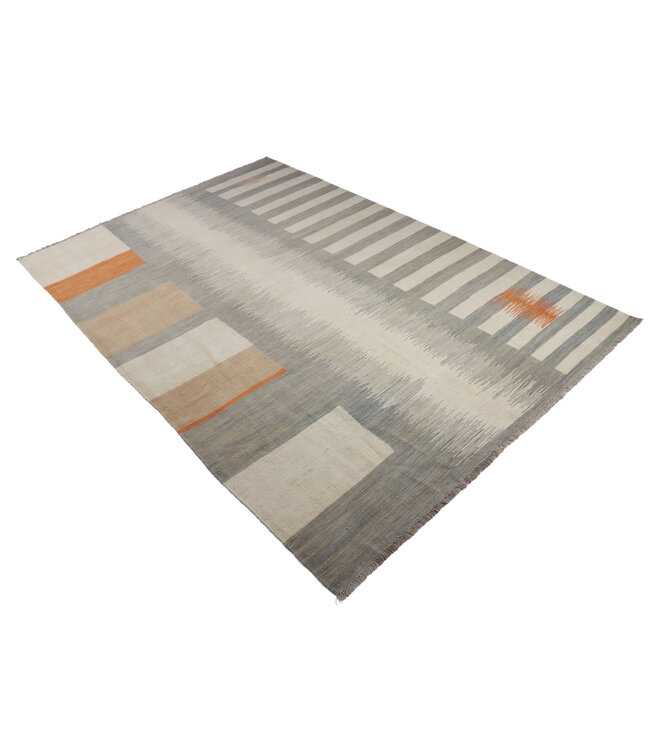 297x200 cm Handgewebter Moderner  Woll-Kelim-Teppich