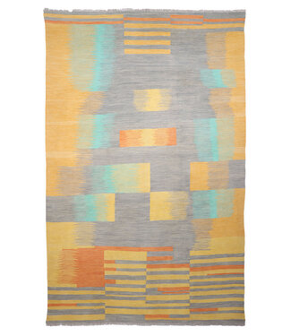 Kelimshop 297x199 cm Handgewebter Moderner  Woll-Kelim-Teppich