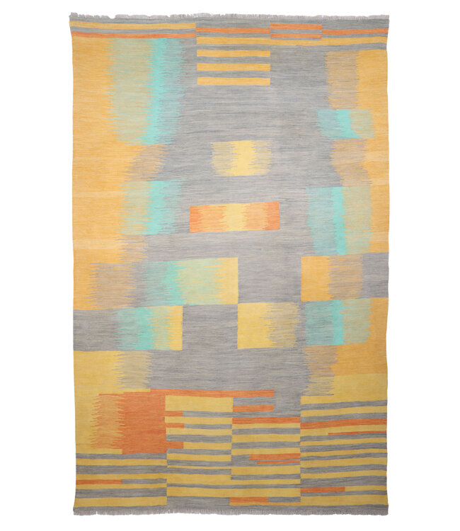 297x199 cm Handgeweven Moderne  Wollen Kelim Tapijt