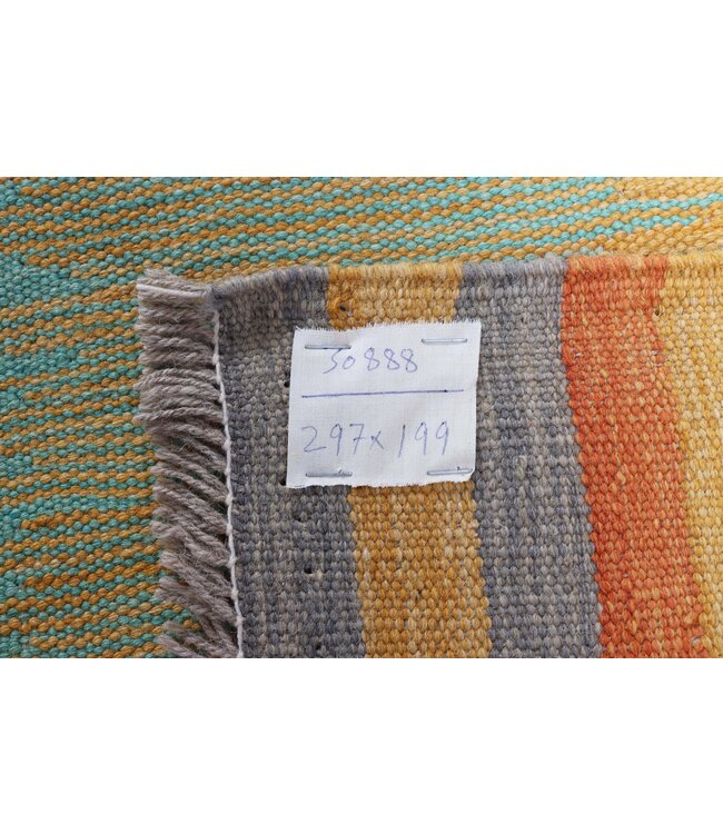 297x199 cm Handwoven Modern Red Wool Kilim Rug