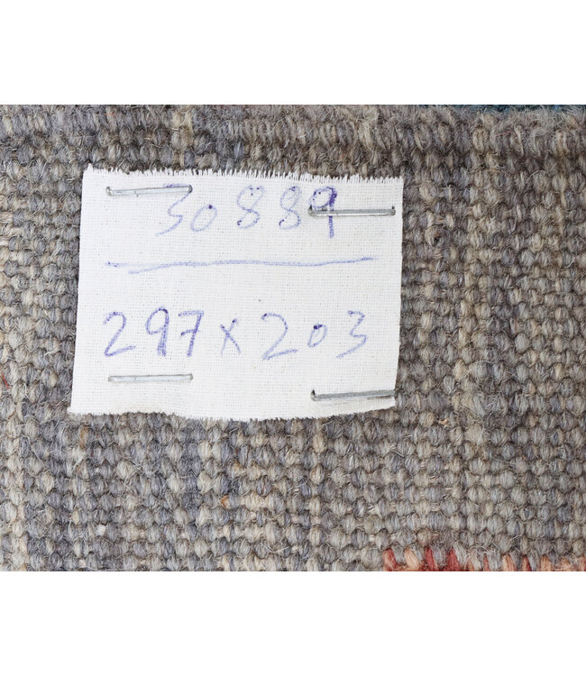 297x203 cm Handwoven Modern Red Wool Kilim Rug