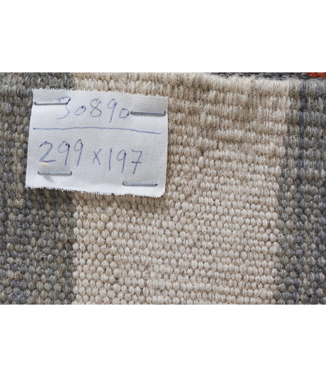 299x197 cm Handwoven Modern Red Wool Kilim Rug