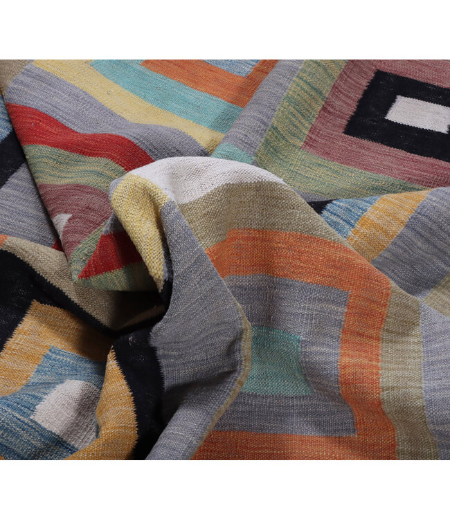 299x202 cm Handgewebter Moderner  Woll-Kelim-Teppich