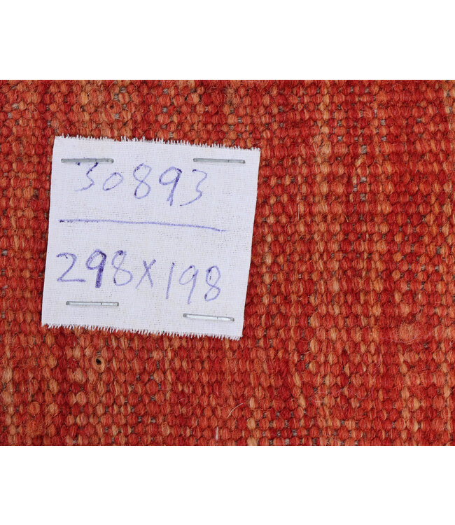 298x198 cm Handgewebter Moderner  Woll-Kelim-Teppich