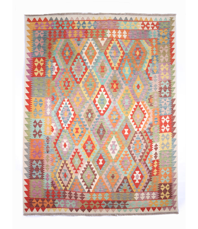 247x200 cm Handwoven Traditional Kelim Area Rug Wool Carpet