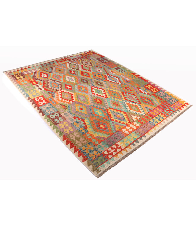 247x200 cm Handwoven Traditional Kelim Area Rug Wool Carpet