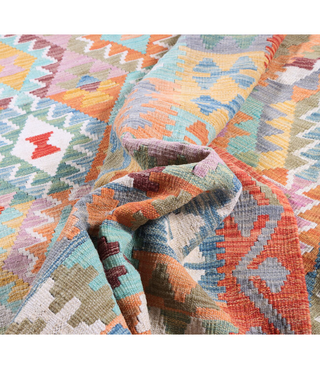 243x193 cm Handwoven Traditional Kelim Area Rug Wool Carpet