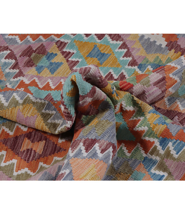 243x204 cm Handgeweven Traditionele Kelim Vloerkleed Wol Tapijt