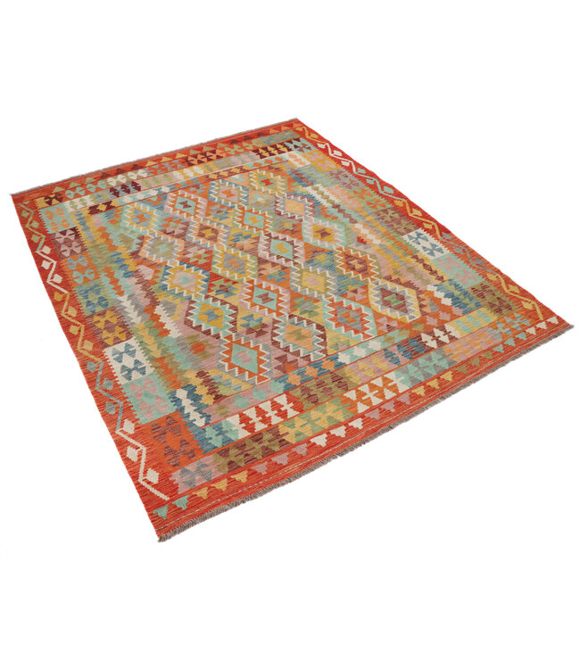 243x204 cm Handwoven Traditional Kelim Area Rug Wool Carpet