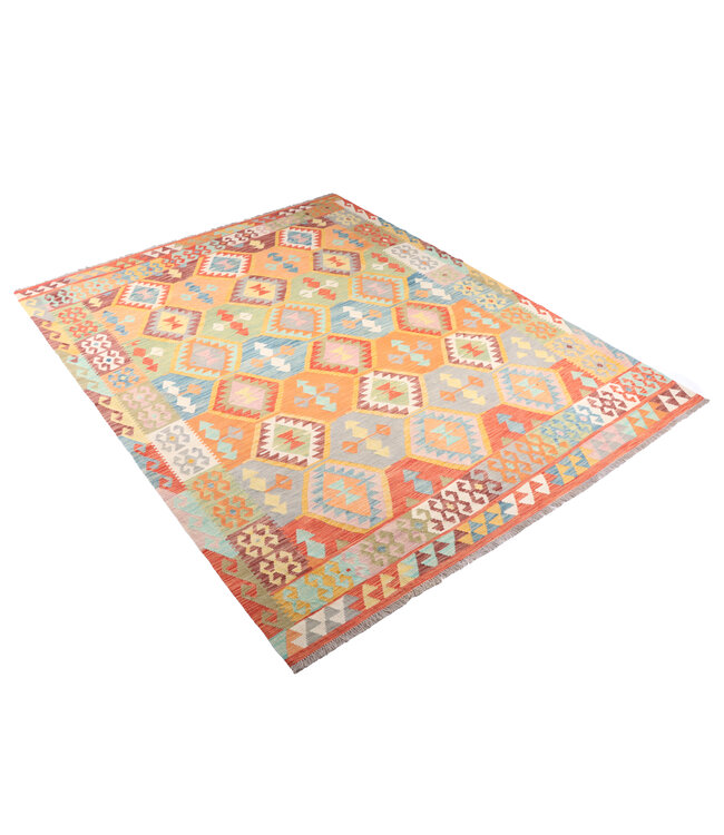 250x197 cm Handgeweven Traditionele Kelim Vloerkleed Wol Tapijt