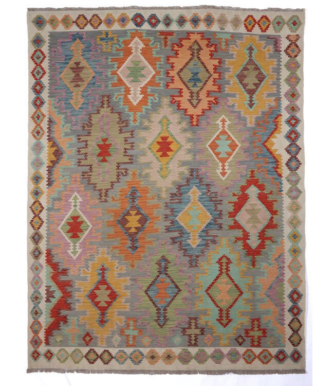 240x195 cm Handgewebter Traditioneller Kelim Teppich Woll