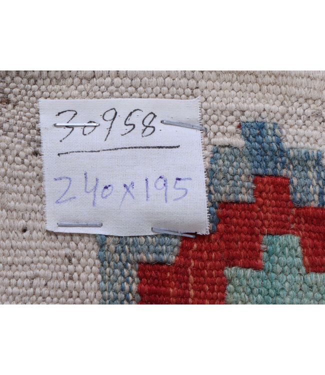 240x195 cm Handgeweven Traditionele Kelim Vloerkleed Wol Tapijt