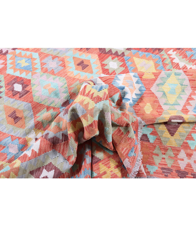 245x206 cm Handwoven Traditional Kelim Area Rug Wool Carpet