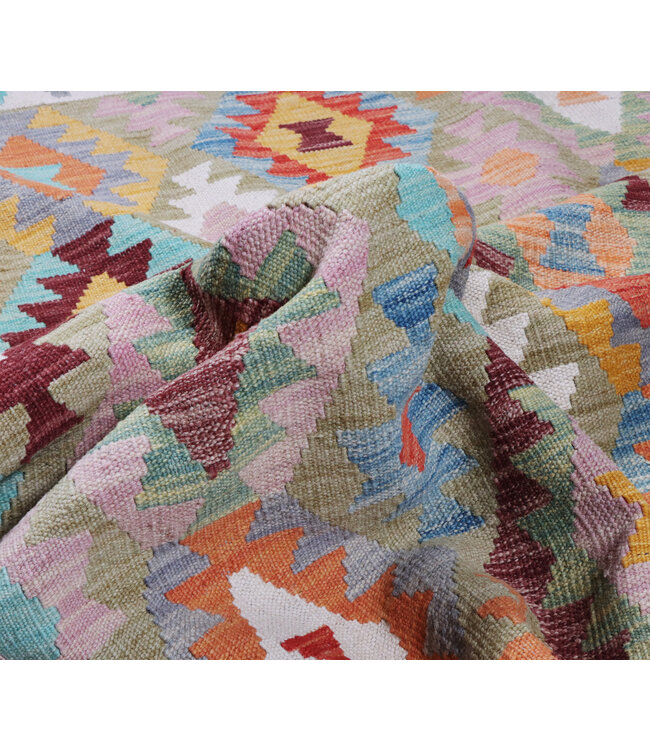 242x202 cm Handwoven Traditional Kelim Area Rug Wool Carpet