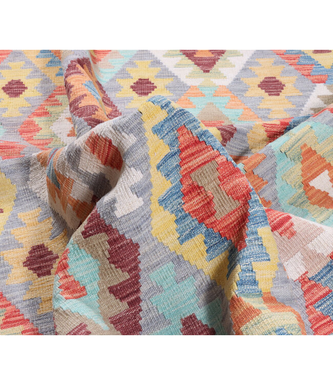 249x202 cm Handwoven Traditional Kelim Area Rug Wool Carpet