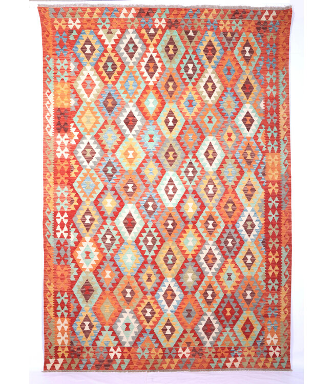 300x204 cm Handwoven Traditional Kelim Area Rug Wool Carpet