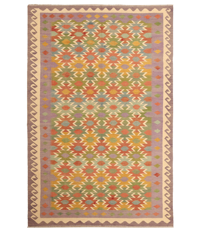 301x197cm Handgewebter Traditioneller Kelim Teppich Woll