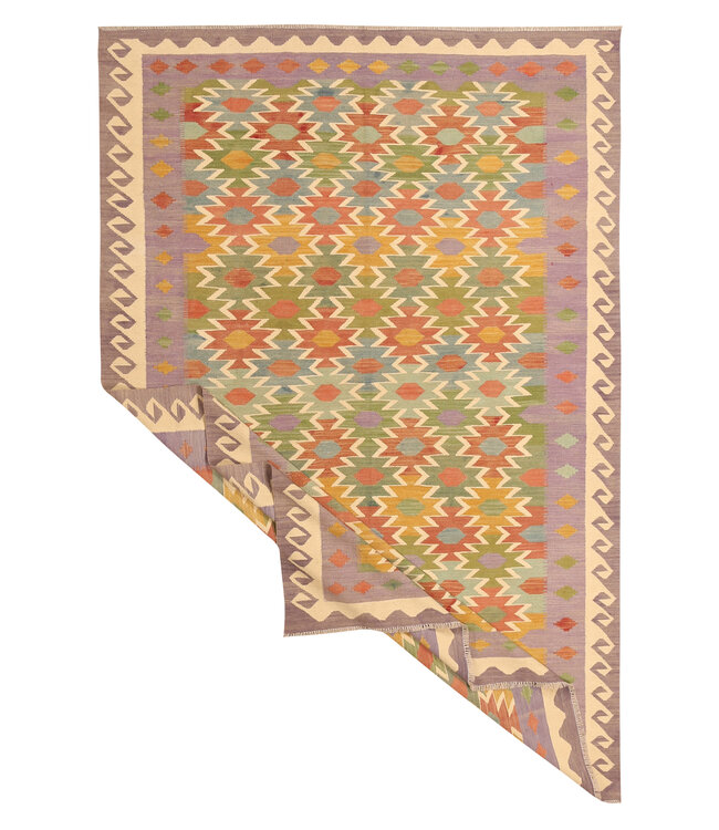 301x197cm Handgewebter Traditioneller Kelim Teppich Woll
