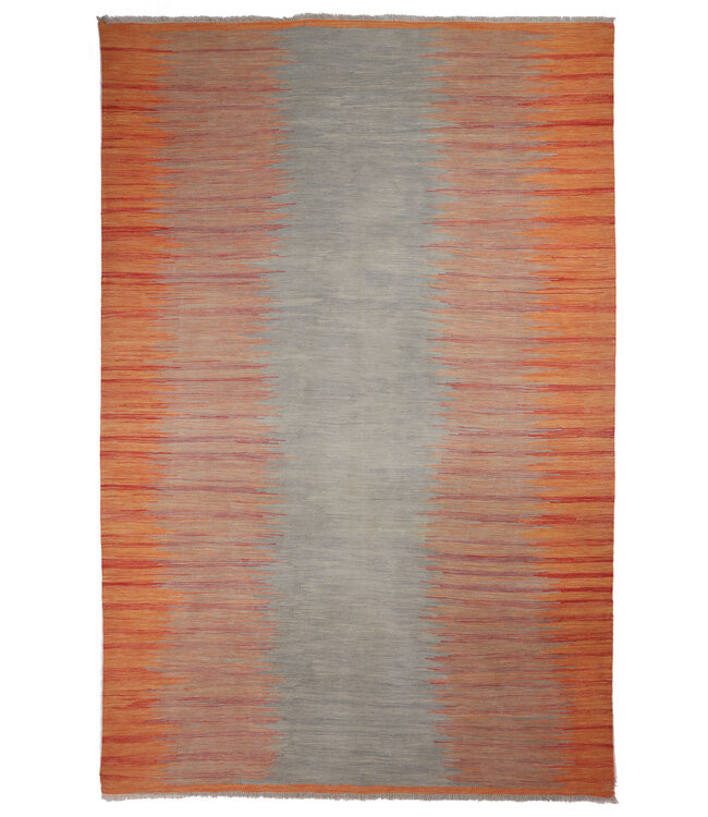 295x195 cm Handwoven Modern Red Wool Kilim Rug