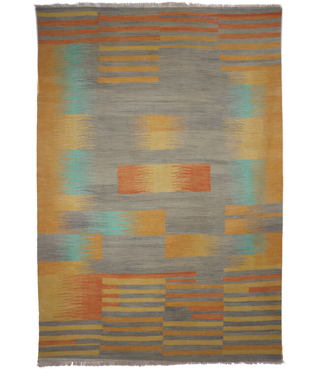 250x167 cm Handgewebter Moderner  Woll-Kelim-Teppich