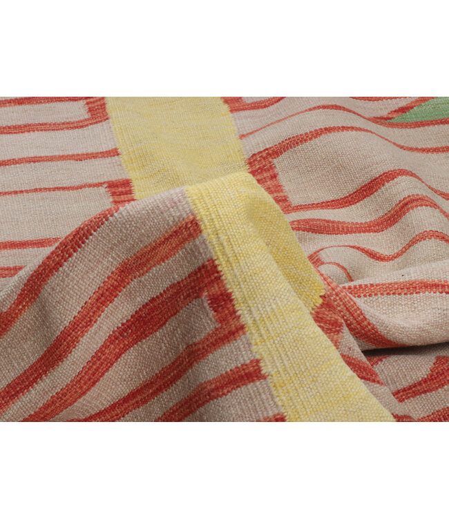 237x170 cm Handwoven Modern Red Wool Kilim Rug