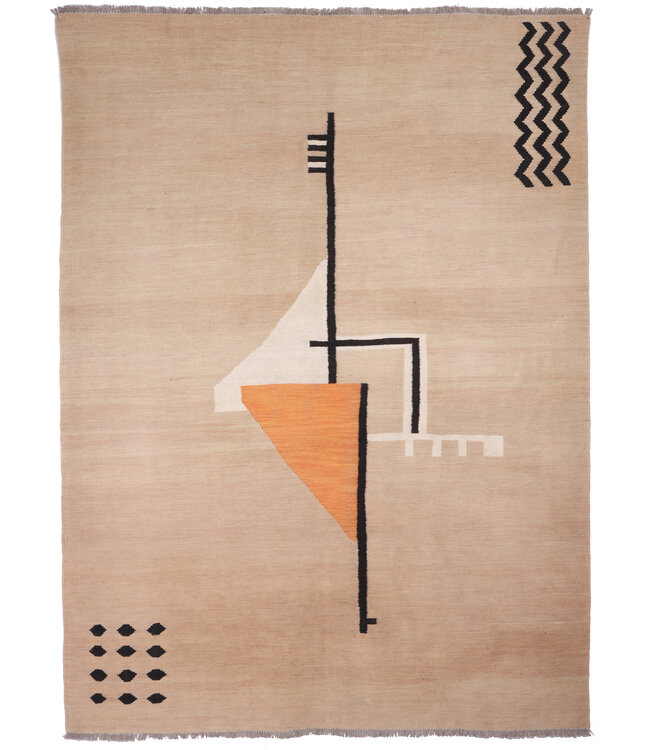 242x173 cm Handwoven Modern Red Wool Kilim Rug