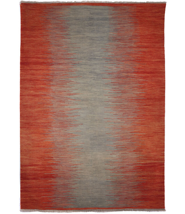 248x174 cm Handwoven Modern Red Wool Kilim Rug