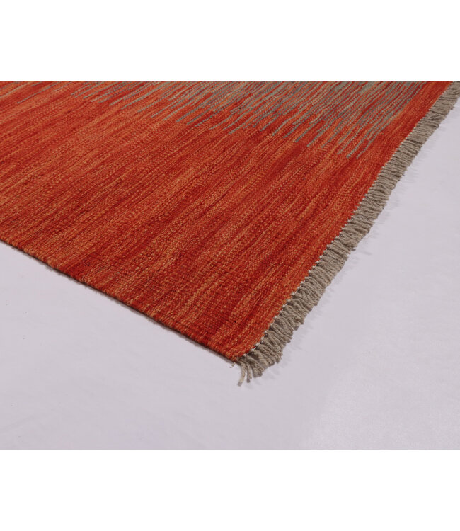 248x174 cm Handwoven Modern Red Wool Kilim Rug
