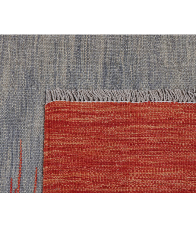 248x174 cm Handwoven Modern Red Wool Kilim Rug