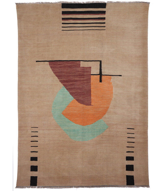 240x166 cm Handwoven Modern Red Wool Kilim Rug