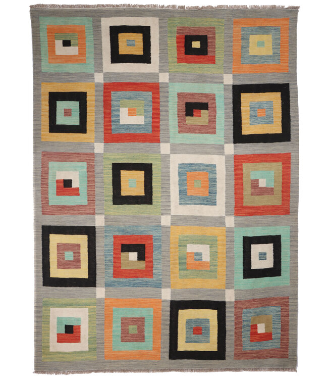 249x177 cm Handgeweven Moderne  Wollen Kelim Tapijt