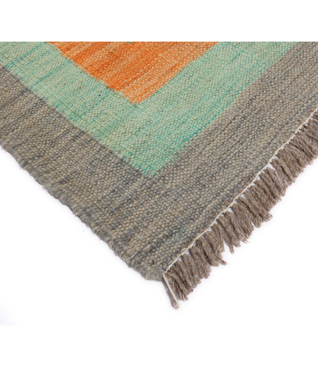 249x177 cm Handwoven Modern Red Wool Kilim Rug