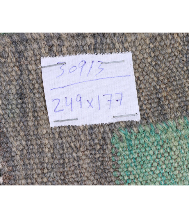 249x177 cm Handwoven Modern Red Wool Kilim Rug