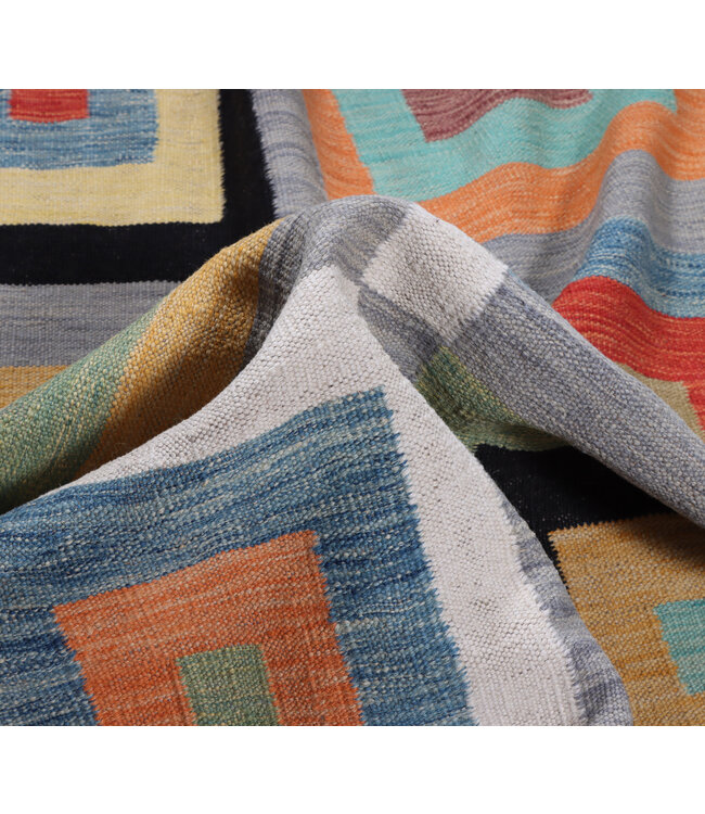 249x177 cm Handgewebter Moderner  Woll-Kelim-Teppich