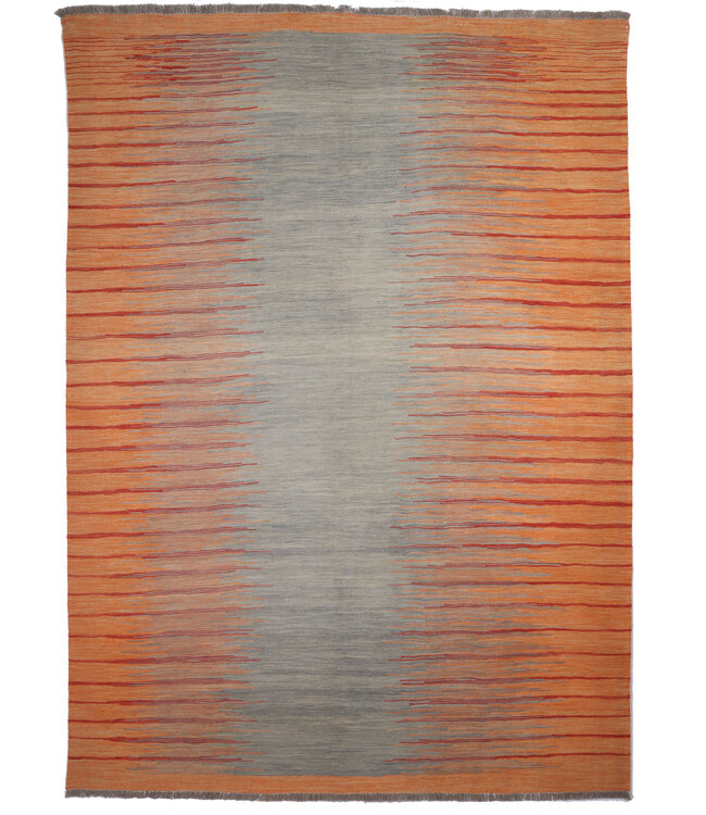 236x173 cm Handwoven Modern Red Wool Kilim Rug