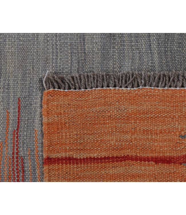 236x173 cm Handwoven Modern Red Wool Kilim Rug