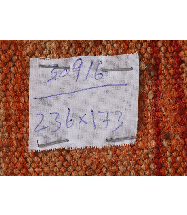 236x173 cm Handwoven Modern Red Wool Kilim Rug