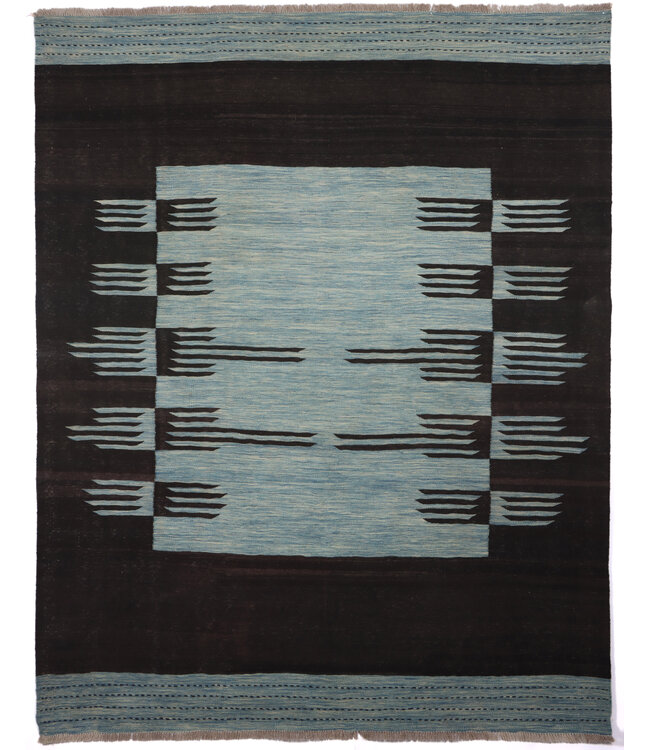 236x183 cm Handwoven Modern Red Wool Kilim Rug