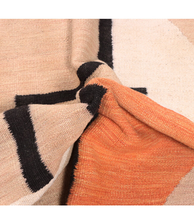 183x180 cm Handwoven Modern Red Wool Kilim Rug